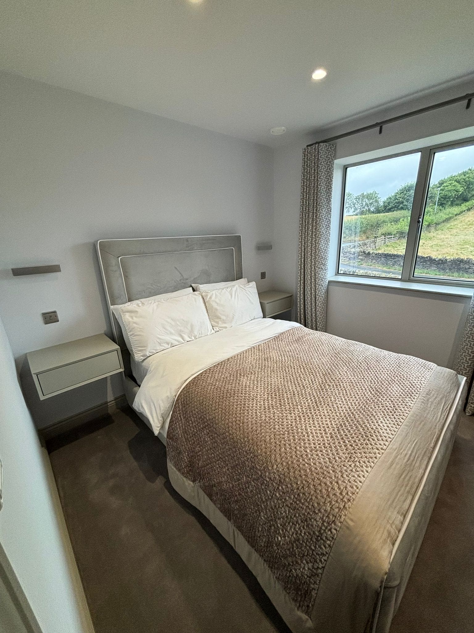 Bespoke bedroom furniture project with wardrobes, custom vanity unit and bedside tables 2